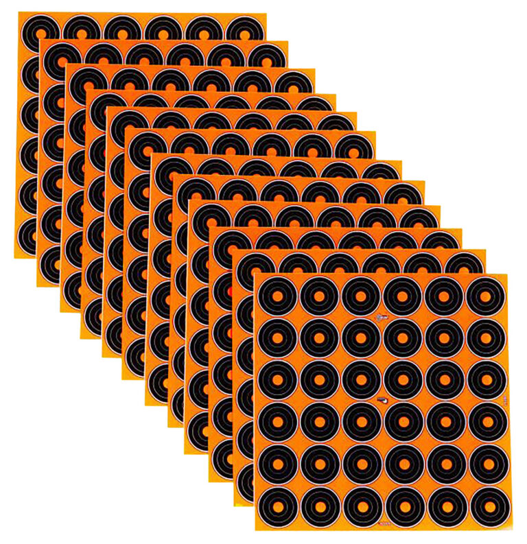 EZ-Aim 15250 Splash Reactive  Self-Adhesive Paper Black/Orange 1″ Bullseye 12 Pack