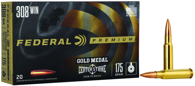 GOLD MEDAL PREMIUM CENTERSTRIKE 308 WINCHESTER RIFLE AMMO 308 WINCHESTER 175GR CENTERSTRIKE OPEN TIP MATCH 20/BOX GOLD MEDAL PREMIUM CENTERSTRIKE 308 WINCHESTER RIFLE AMMO 308 WINCHESTER 175GR CENTERSTRIKE OPEN TIP MATCH 20/BOX
