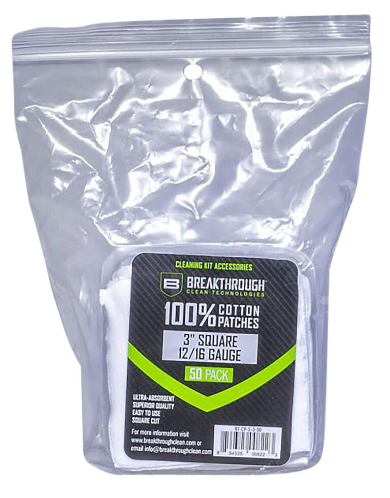 Breakthrough Clean BTCPS350 Square Cleaning Patches 100% Cotton 50 Pack For 12-16 Guage Breakthrough Clean BTCPS350 Square Cleaning Patches 100% Cotton 50 Pack For 12-16 Guage
