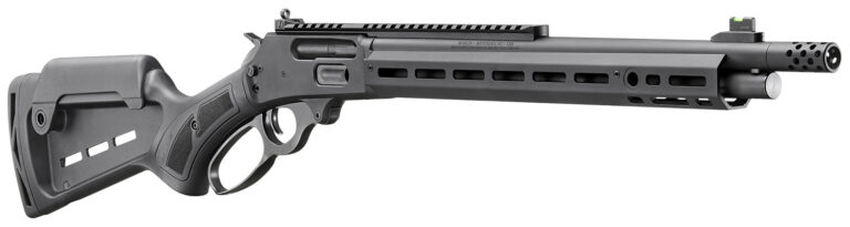 Marlin 70901 1895 Dark 45-70 Gov 5+1 16.17″ Threaded, Black, M-Lok Handguard, Synthetic Stock with Cheek Riser & M-Lok Slots, Muzzle Brake, Adj Ghost Ring/Fiber Optic Sights, Optics Mount