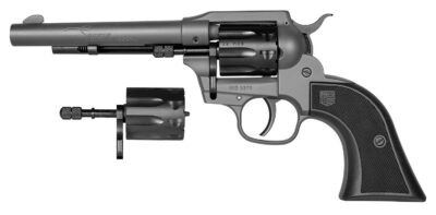 Diamondback DB053CA051 Sidekick Convertible 22 LR/22 Mag 9 Shot, 5.50″ Dark Gray Cerakote Steel Barrel, Black Cerakote Cylinder, Dark Gray Cerakote Zinc Alloy Frame, Black Checkered GFN Grip, Hammer Safety, Exposed Hammer