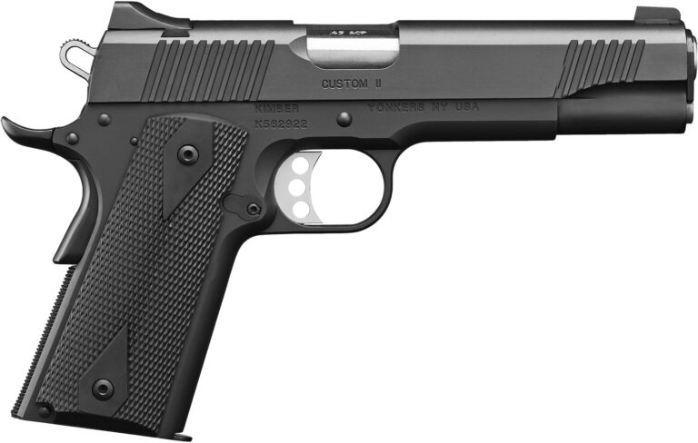Kimber Mfg.,inc 3200001CA Custom II (CA) 45 ACP 7+1 5″ Matte Black Front Serrations Steel Slide Black Synthetic Double Diamond Grip