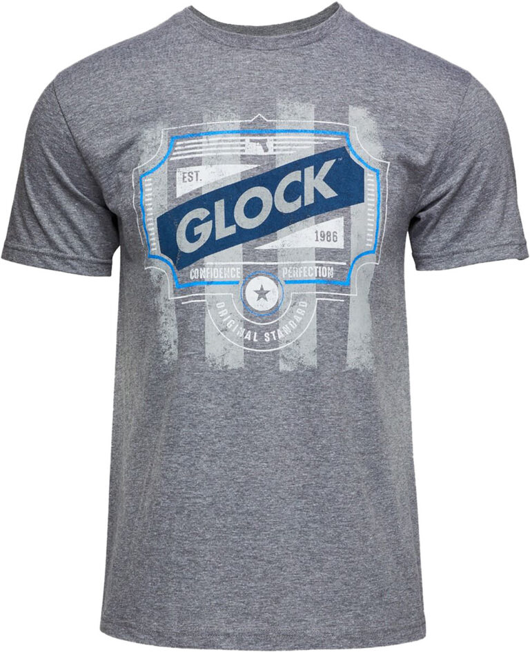 Glock AP96206 Blue Line Tee Gray Ringspun Cotton/Polyester Short Sleeve Medium Glock AP96206 Blue Line Tee Gray Ringspun Cotton/Polyester Short Sleeve Medium