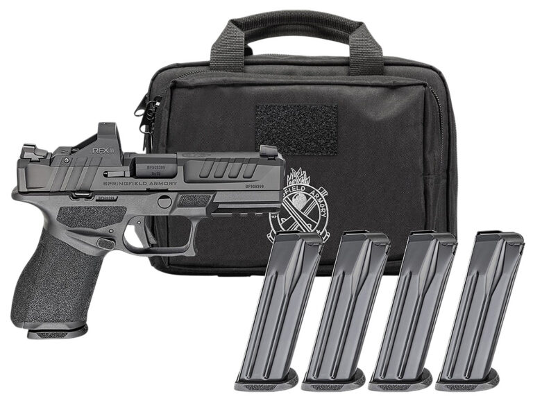 Springfield Armory EC9409BCAPAC Echelon Gear Pac 2025 *CA Compliant Compact Frame 9mm Luger 10+1 4″ Black Melonite Barrel & Steel Optic Ready/Serrated Slide, Black Polymer Frame w/Picatinny Rail, Textured Grip, Viridian RFX-11 Green Dot, Ambidextrous Springfield Armory EC9409BCAPAC Echelon Gear Pac 2025 *CA Compliant Compact Frame 9mm Luger 10+1 4″ Black Melonite Barrel & Steel Optic Ready/Serrated Slide, Black Polymer Frame w/Picatinny Rail, Textured Grip, Viridian RFX-11 Green Dot, Ambidextrous