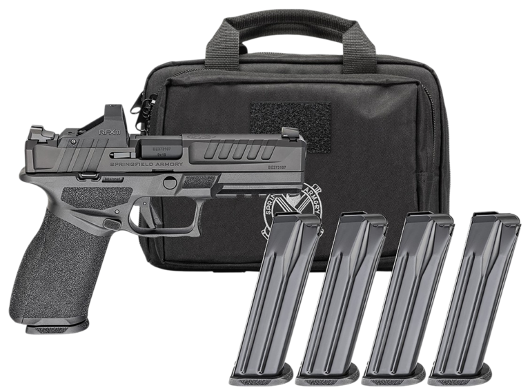 Springfield Armory EC9459BCAPAC Echelon Gear Pac *CA Compliant 9mm Luger 10+1 4.50″ Black Melonite Barrel & Steel Optic Ready/Serrated Slide, Black Polymer Frame w/Picatinny Rail, Viridian RFX-11 Green Dot