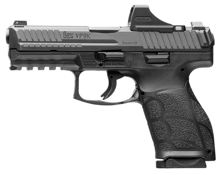 HK 81001162 VP9A1 K w/Optic *CA Compliant Compact 9mm Luger 10+1 4.09″ Black Steel Serrated w/Optic Slide, Black Polymer Frame w/Picatinny Rail, Interchangeable Backstrap Grip, Holosun SCS Super Green, Ambidextrous HK 81001162 VP9A1 K w/Optic *CA Compliant Compact 9mm Luger 10+1 4.09″ Black Steel Serrated w/Optic Slide, Black Polymer Frame w/Picatinny Rail, Interchangeable Backstrap Grip, Holosun SCS Super Green, Ambidextrous