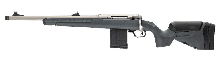 Savage Arms 32517 110 Ridge Hunter 338 Win Mag 5+1 20″ Heavy Barrel, Flat Dark Gray Adj LOP Synthetic Stock, Left Hand