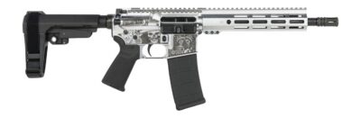 Shark Coast Tactical SCC07374DOD-P Day of the Dead  5.56 NATO 30+1 10.50″ Black Nitride Threaded Barrel, Aluminum Laser Engraved Receiver w/Picatinny Rail, M-LOK Handguard, Polymer SB Tactical SBA3 Br