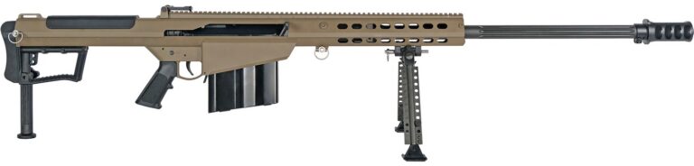 Barrett 20186 M107A1  50 BMG 10+1 20″ Fluted Barrel, Flat Dark Earth Receiver w/Picatinny Rail, M-LOK Handguard, QD BiPod Forend, Black Polymer Grip