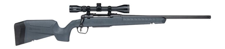Savage Arms 33182 Axis 2 XP 30-06 Springfield 4+1 20″ Matte Black Carbon Steel Threaded Barrel & Drilled & Tapped Receiver, Gray Synthetic Fixed w/Pistol Grip Stock, 3-9x40mm Duplex Scope, Right Hand