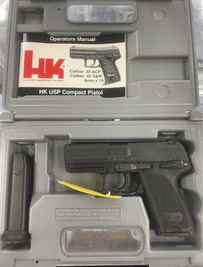 Heckler & Koch, USP Compact, 40S&W, Handgun, Semi-auto, Black, 3.58inch, 2 Magazines, Oem case