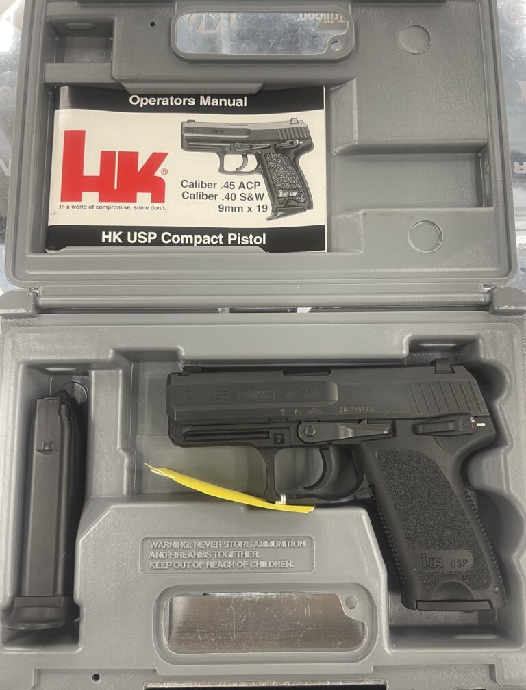 Heckler & Koch, USP Compact, 40S&W, Handgun, Semi-auto, Black, 3.58inch, 2 Magazines, Oem case