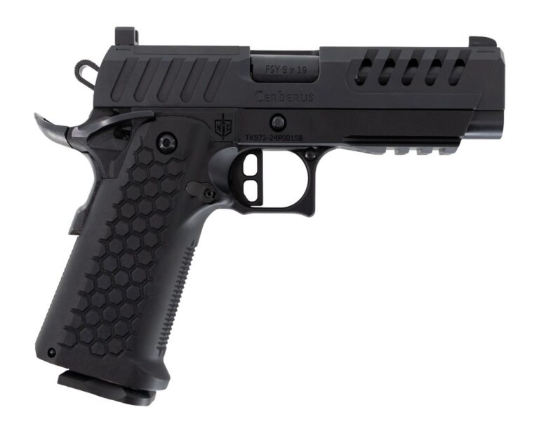 MAC 12500033 Cerberus 9mm Luger 17+1 4.40″ Bull w/Target Crown Barrel, QPQ Tenifer Cerakote Optic Cut/Ported/Serrated Slide, Aluminum Grip, RMR Footprint MAC 12500033 Cerberus 9mm Luger 17+1 4.40″ Bull w/Target Crown Barrel, QPQ Tenifer Cerakote Optic Cut/Ported/Serrated Slide, Aluminum Grip, RMR Footprint