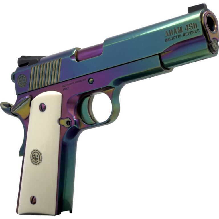 Dickinson LLC DKSN45RBB Adam 1911 Rainbow Full Size 45 ACP 8+1 5″ Polished Rainbow PVD Steel B Serrations Slide, Rainbow PVD Steel Frame w/Beavertail Dickinson LLC DKSN45RBB Adam 1911 Rainbow Full Size 45 ACP 8+1 5″ Polished Rainbow PVD Steel B Serrations Slide, Rainbow PVD Steel Frame w/Beavertail