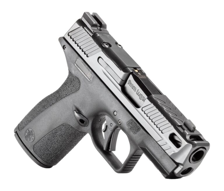 Smith & Wesson 14775 M&P9 Shield X Sub-Compact Frame 9mm Luger 10+1 3.60″ Black Armornite Fluted Ported Barrel, Black Armornite Stainless Steel Optic Ready/Serrated Slide, Black Polymer Frame w/Picati