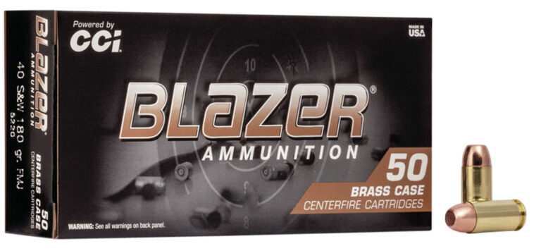 CCI 5220 Blazer Brass Handgun 40S&W 180gr Full Metal Jacket 50 Per Box/20 Case CCI 5220 Blazer Brass Handgun 40S&W 180gr Full Metal Jacket 50 Per Box/20 Case