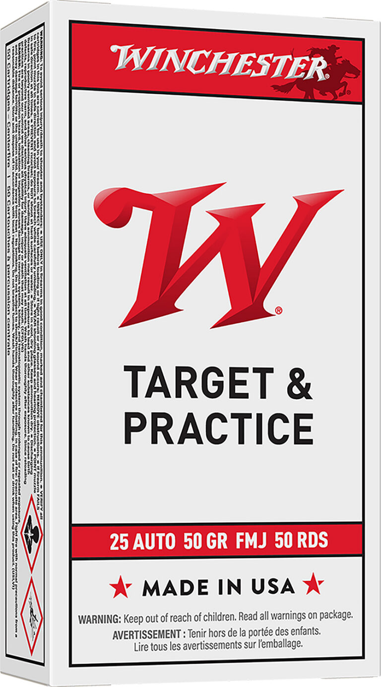 Winchester USA Pistol Ammo 25 ACP 50 gr. FMJ 50 rd.