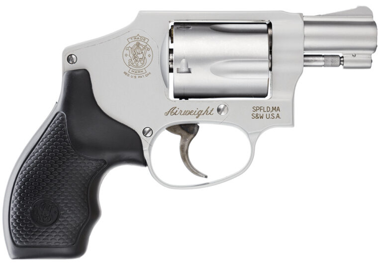 Smith & Wesson 103810 Model 642 Airweight J-Frame 38 Special +P 5 Shot 1.88″ Stainless Steel Barrel, Stainless Cylinder, Stainless Aluminum Frame, Black Finger Grooved Grip, Concealed Hammer Smith & Wesson 103810 Model 642 Airweight J-Frame 38 Special +P 5 Shot 1.88″ Stainless Steel Barrel, Stainless Cylinder, Stainless Aluminum Frame, Black Finger Grooved Grip, Concealed Hammer