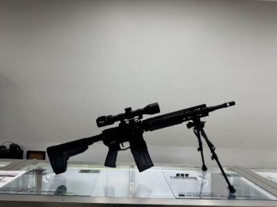 Aero Precision M4E1, Douglas 16.5″ Mk12 Profile Barrel 556 Nato, Knights Armament SR-15/16 Quad Rail, Sig Sauer SIERRA6BDX 3-18X44MM (SFP), RPM Bravo Series Scope Mount With Bubble Level, Badger Ordnance Gas System, Radian Charging Handle, Allen Engineering AEM5 Muzzle Break And Collar, SOLGW BCG, Harris Bipod, SOLGW L2S Trigger, Seekins Ambi Safety, BCM Stock