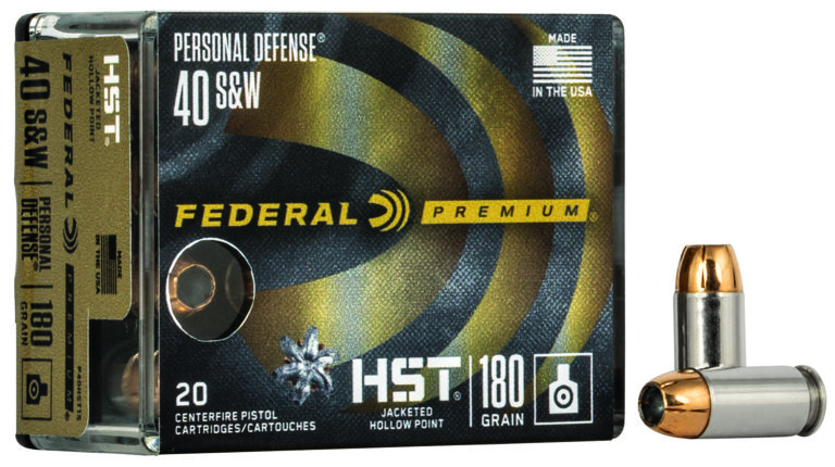 Federal P40HST1S Premium Personal Defense 40S&W 180gr HST Jacketed Hollow Point 20 Per Box/10 Case Federal P40HST1S Premium Personal Defense 40S&W 180gr HST Jacketed Hollow Point 20 Per Box/10 Case