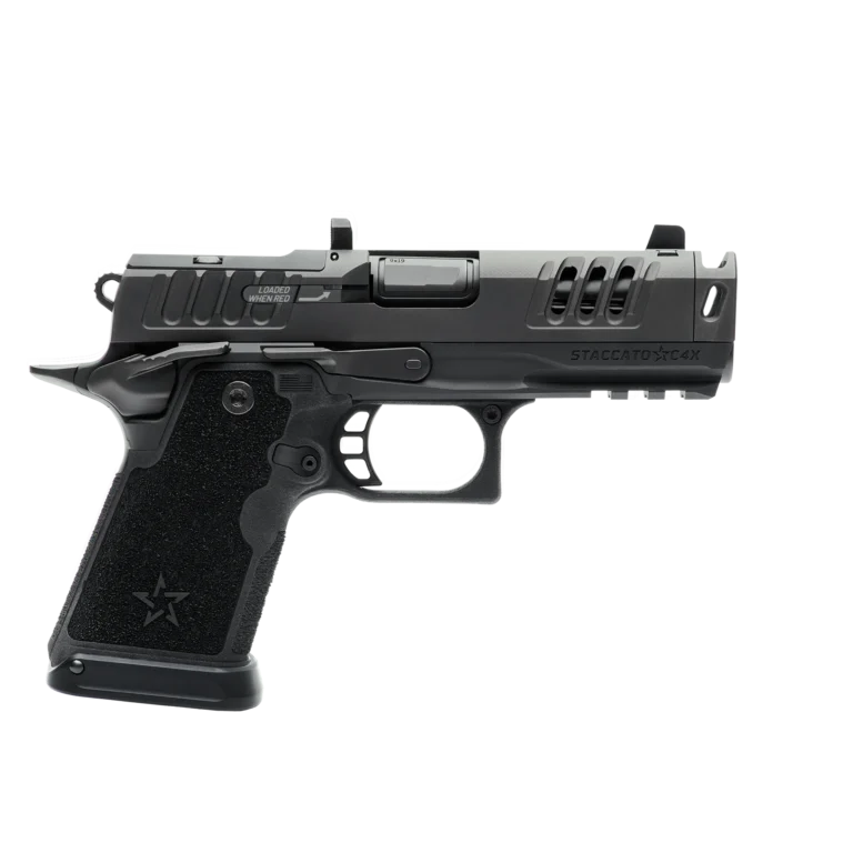 Staccato C4X, 9mm, 4″, One-Piece Integrated Compensated Barrel, Semi Auto Pistol, Premium Package — DLC barrel, Trijicon Night Sights, X-Series Serrations & Magwell. *CA Compliant* Staccato C4X, 9mm, 4″, One-Piece Integrated Compensated Barrel, Semi Auto Pistol, Premium Package — DLC barrel, Trijicon Night Sights, X-Series Serrations & Magwell. *CA Compliant*