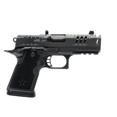 Staccato C4X, 9mm, 4″, One-Piece Integrated Compensated Barrel, Semi Auto Pistol, Premium Package — DLC barrel, Trijicon Night Sights, X-Series Serrations & Magwell. *CA Compliant*
