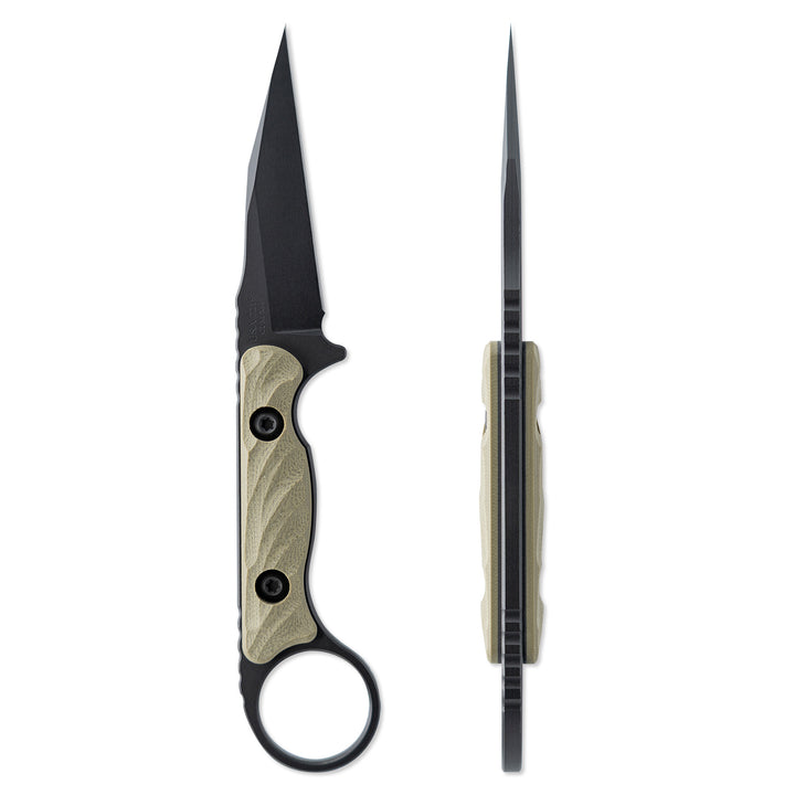 Jank Shank W Ranger Green Fixed Blade Neck Knife 3″ CPM-M4 Black KG GunKote Wharncliffe Blade, Machined Ranger Green G10 Handles with Pinky Ring, FlexTech Kydex Sheath Jank Shank W Ranger Green Fixed Blade Neck Knife 3″ CPM-M4 Black KG GunKote Wharncliffe Blade, Machined Ranger Green G10 Handles with Pinky Ring, FlexTech Kydex Sheath