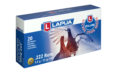 Lapua 222 Remington 55 gr FMJ 20rd/box Lapua 222 Remington 55 gr FMJ 20rd/box