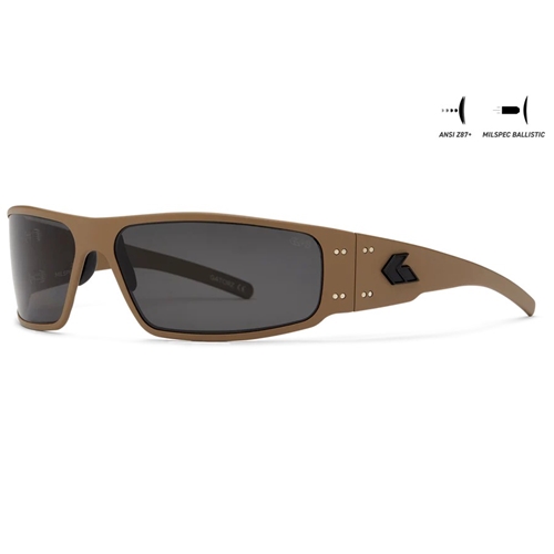 Gatorz Magnum, Tan, Black Logo, MILSPEC Ballistic Smoke w/ Anti-Fog, ANSI Z87.1