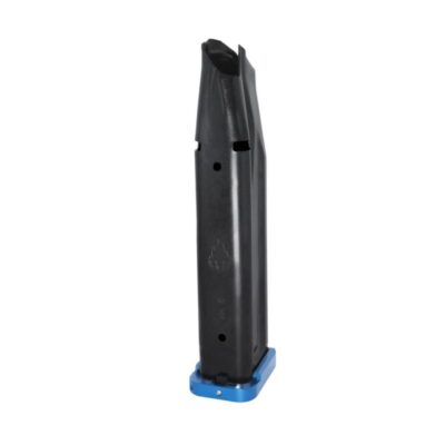 Atlas Gunworks 3501-41480 Premuim 140mm Magazines 23 Rounds 9mm with Alphalock Basepad – Blue, Black DLC Finish