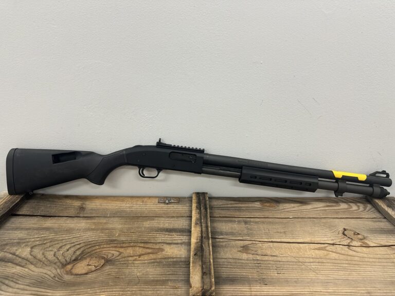 Mossberg 590A1 Tactical 12 Gauge 8+1 3” 20” Heavy Cylinder Bore Barrel, Parkerized Finish, Drilled & Tapped Receiver, Mil-Spec Construction w/Metal Trigger Guard & Safety, XS Ghost Ring Sights, Synthetic Stock w/Shell Storage (4), M-LOK Forend, OEM Box