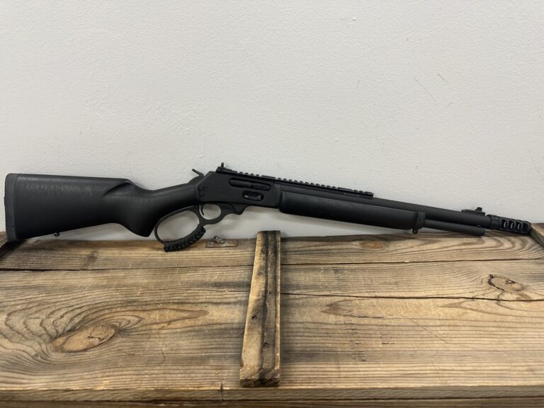 Marlin 1895 Dark .45-70 Gov, 5+1, 16.17” Threaded Barrel, Black Finish Handguard, Synthetic Stock & Muzzle Brake, Adjustable Ghost Ring/Fiber Optic Sights, Optics Mount Marlin 1895 Dark .45-70 Gov, 5+1, 16.17” Threaded Barrel, Black Finish Handguard, Synthetic Stock & Muzzle Brake, Adjustable Ghost Ring/Fiber Optic Sights, Optics Mount