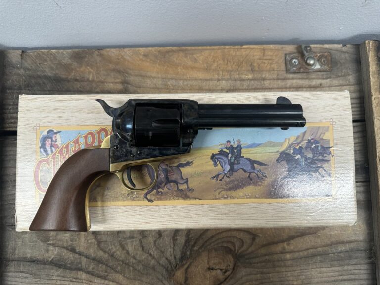 Cimarron Pistolero 4.75” .357/.38 Special, Case Hardened, Wood Grips, SA Only, OEM Box