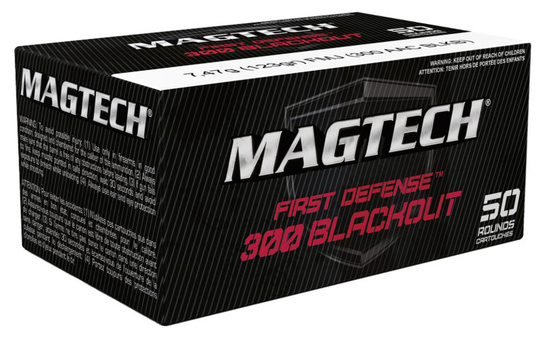 Magtech First Defense Tactical 300blk, 50ct Per Box, 123gr, Brass Case, FMJ, Muzzle Velocity: 2230, Muzzle Energy: 1359 Magtech First Defense Tactical 300blk, 50ct Per Box, 123gr, Brass Case, FMJ, Muzzle Velocity: 2230, Muzzle Energy: 1359