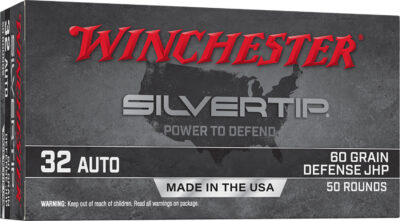 Winchester Ammo W32AST Silvertip  32ACP 60gr Jacketed Hollow Point 50 Per Box/10 Case