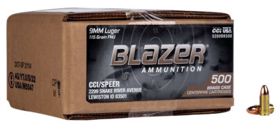 BLAZER 9MM LUGER 115GR FMJ BLAZER BRASS 500RD BOX LOOSE AMMO 500RD