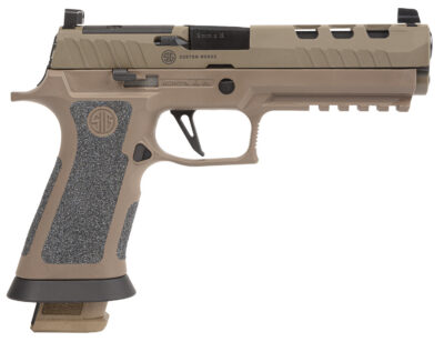 Sig Sauer 320X59DH3 P320 XFive DH3 9mm Luger 21+1 5″ Black Bull Barrel, Coyote Cerakote DH3 Custom Works Optic Ready Slide, Coyote Cerakote DH3 SS Frame w/Picatinny Rail & Beavertail, Coyote TXG Grips