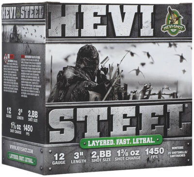 HEVI-Shot HS60288 HEVI-Steel Waterfowl 12Gauge 3″ 1 3/8oz 2/BBShot 25 Per Box/10 Case