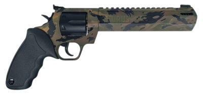Taurus 2-357081RH-DTSC Raging Hunter  Large 357 Mag/38 Special +P 7 Shot 8.37″ Camo Picatinny Rail/Ported Barrel, Matte Black Cylinder, Camo Alloy Steel Frame, Transfer Bar Safety, Exposed Hammer