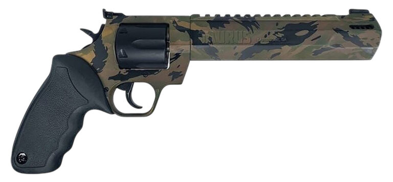 Taurus 2-357081RH-DTSC Raging Hunter Large 357 Mag/38 Special +P 7 Shot 8.37″ Camo Picatinny Rail/Ported Barrel, Matte Black Cylinder, Camo Alloy Steel Frame, Transfer Bar Safety, Exposed Hammer Taurus 2-357081RH-DTSC Raging Hunter Large 357 Mag/38 Special +P 7 Shot 8.37″ Camo Picatinny Rail/Ported Barrel, Matte Black Cylinder, Camo Alloy Steel Frame, Transfer Bar Safety, Exposed Hammer