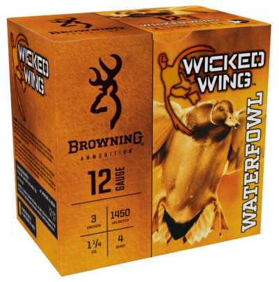 Browning Ammo B193421234 Wicked Wing  12Gauge 3″ 1 1/4oz 4Shot 25 Per Box/10 Case