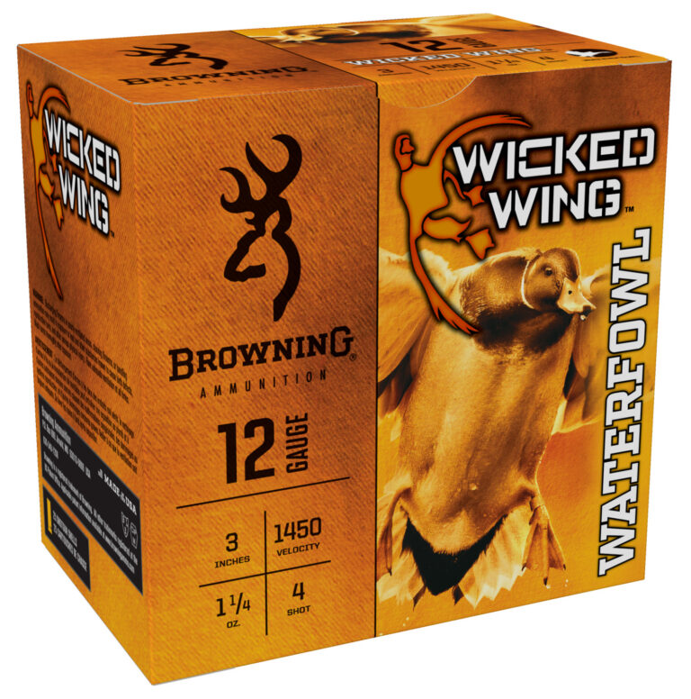 Browning Ammo B193421234 Wicked Wing  12Gauge 3″ 1 1/4oz 4Shot 25 Per Box/10 Case