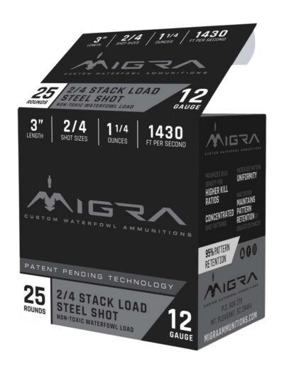 12 Gauge 3 Inch Steel Shot -Staxd Load 2-4 Shot 1.25oz 25Rds Ammo