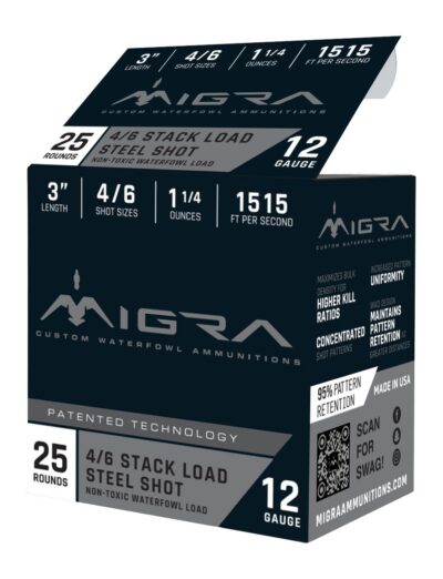 12 Gauge 3 Inch Steel Shot -Staxd Load 4-6 Shot 1.25oz 25Rds Ammo
