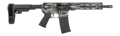 Shark Coast Tactical SCC07046ANBK-P Anime-15 Black 5.56 NATO 30+1 10.50″ Black Nitride Threaded Barrel, Aluminum Receiver w/Picatinny Rail, M-LOK Handguard, Polymer SB Tactical SBA3 Brace, Polymer Gri