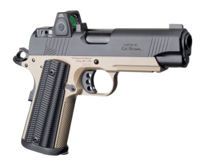 Ed Brown  Special Forces Commander SOCOM w/Optic 45 ACP 7+1 4.25″ Black Nitride Barrel, Black Gen4 Stainless Steel Serrated w/Optic Slide, Flat Dark Earth Gen4 Stainless Steel Frame w/Accessory Rail,
