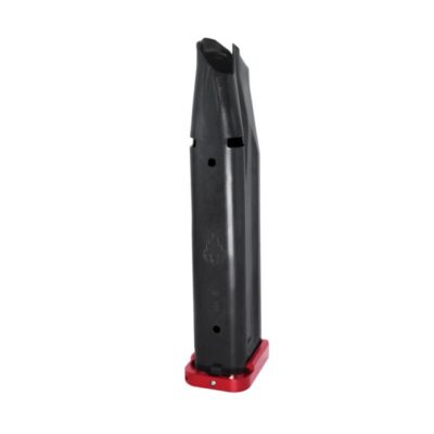 Atlas Gunworks 3501-41460 Premium 9mm Black with DLC Finish 23 Rounds 140mm Magazine with Alphalock Basepad – Red