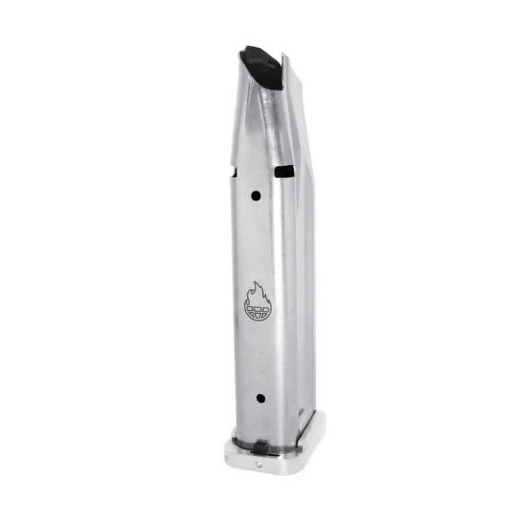Atlas Gunworks 3501-41440 Premium 9mm Stainless Steel 23 Rounds 140mm Magazine with Alphalock Basepad –