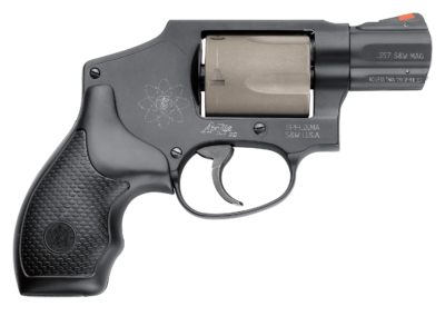 Smith & Wesson 103061 Model 340 Personal Defense 357 Mag 5 Shot 1.88″ Black Stainless Steel Barrel, Titanium  Cylinder, Black Scandium Alloy J-Frame, Black Polymer Grip, No Internal Lock