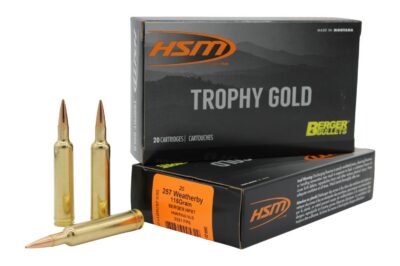 HSM 257WBY115 Trophy Gold Extended Range 257 Wthby Mag 115 gr Berger Hunting VLD Match 20 Per Box/ 20 Case